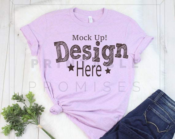 Heather Prism Lilac Mockup Shirt Photo Lavender Mock Up