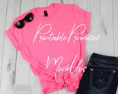 Neon Pink T Shirt Mock Up, Anvil, 980, Ladies Mock Up Shirt, Anvil Womens Shirt MockUps, Product Mock Up, Shirt Template, Tee Shirt Mockup