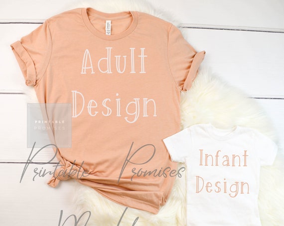 Adult Infant Mockup Bella Canvas Family Mock Ups Peach