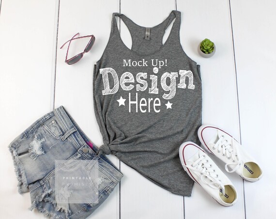 Next Level 6733 Premium Heather Tank Top Mockup Tank Next Level 6733 Premium Heather Tank Top Mockup Tank