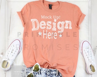 Anvil Heather Grey 980 T Shirt Mock Up Anvil Mock Ups Mock Etsy