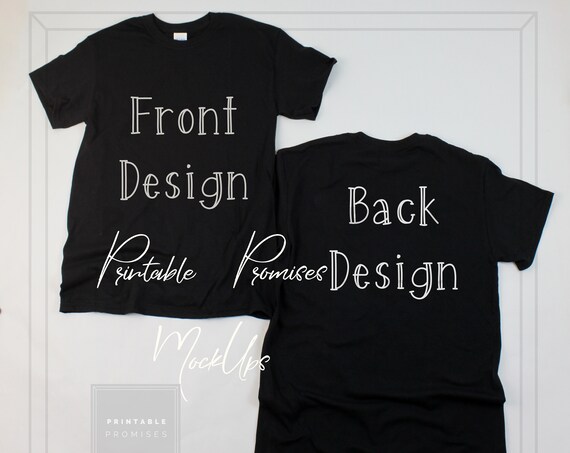 Front Back Black Gildan 500 Shirt Mock Up Black Front Back Black Gildan 500 Shirt Mock Up Black
