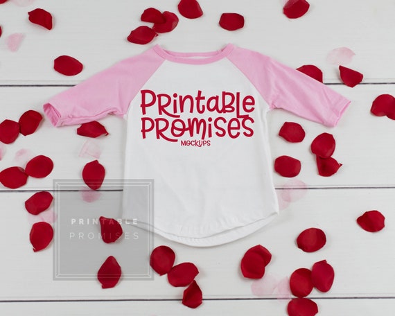 Valentines Pink Raglan Mockup Valentines Youth Toddler T-Shirt