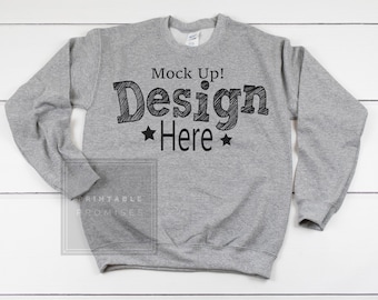 Download Sweatshirt Mockup Sport Grey Crew Neck Sweatshirt Display ...