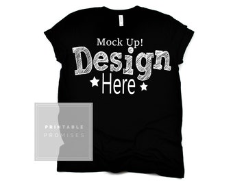 Download Free Bella Canvas 3001 Black T Shirt Mockup White Background Bella PSD Mockup Template