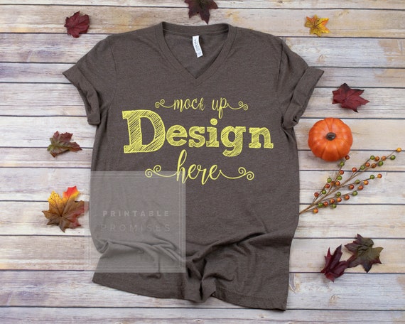 Bella Canvas Unisex 3005 Heather Brown Shirt Mockup Fall