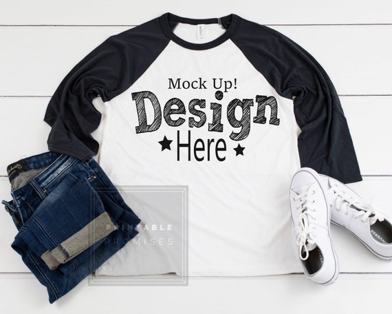 Bella Canvas 3200 White Dark Grey Raglan Mockup Raglan