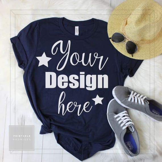 Bella Canvas Navy Unisex Shirt Mockup Navy Shirt Mockup