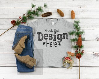 Download Free Christmas Youth Shirt Mockup Bella Canvas 3001Y Youth Athletic Heather Shirt Mock Up, Youth tShirt Mockup, Kids Shirt Mockup, PSD Template