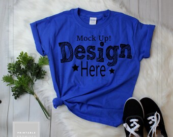 Download Free Gildan Unisex Youth Shirt Mock Up, Youth Shirt Mockup, Royal, Mock Up Shirt, Kids Shirt Mockup, Shirt Display, Shirt Mockup, Kid Mockups PSD Template