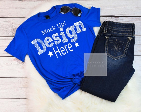Free Anvil 980 Neon Blue T-Shirt Mock Up Anvil (PSD ...