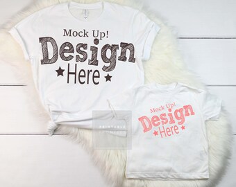 Download Bella Canvas Adult Baby White T Shirt Mock-Up, Family ...