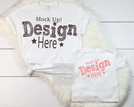 Bella Canvas Adult Baby White T-Shirt Mockup Family