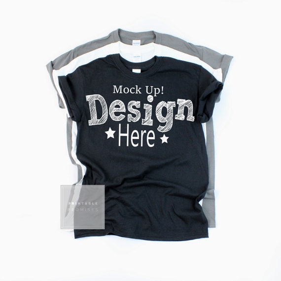 Gildan 500 Shirt Mockup In Black White Charocal Gildan Gildan 500 Shirt Mockup In Black White Charocal Gildan