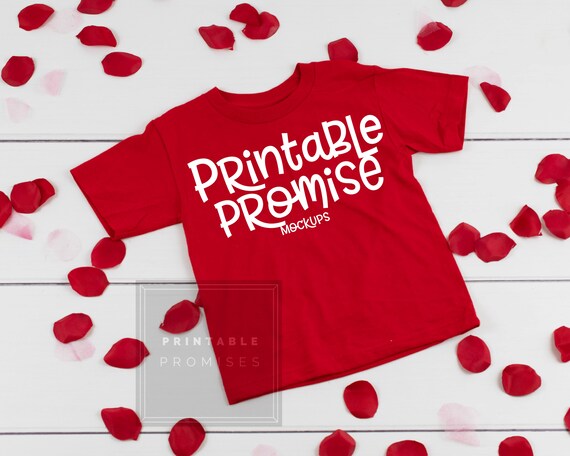 Download Free Blank Red Valentines Toddler Youth Kids T-Shirt Flat ...