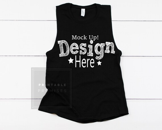 Tank Top Mockup District Made Dt6301 Black Shirt Flatlay