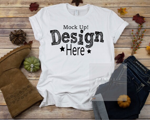 Fall Shirt Mockup Bella Canvas Unisex 3001 White T Fall Shirt Mockup Bella Canvas Unisex 3001 White T