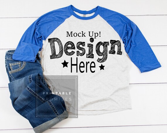 Next Level 6051 Vintage Royal Heather White Raglan Mockup