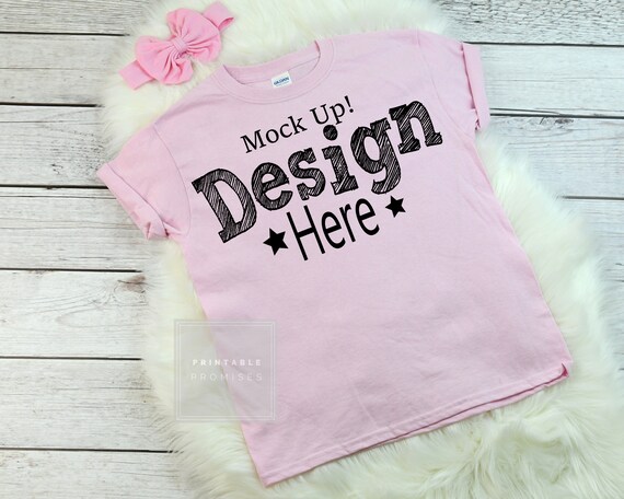Gildan Youth Shirt Mock Up Pink Youth Mockup Shirt