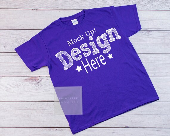 Gildan 500b Youth Purple Shirt Mock Up Purple Mockup Gildan 500b Youth Purple Shirt Mock Up Purple Mockup
