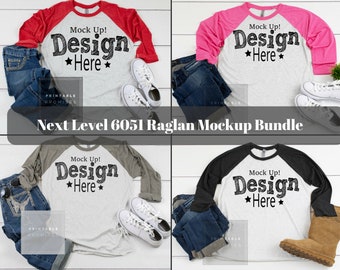 Download Free Raglan Shirt Mockup Bundle Next Level 6051 Raglan Mockup Bundle T-shirt Mockup Bundle Next Mock up Bundles Top View Shirt Photo PSD Template