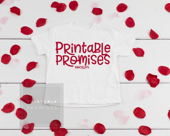 Toddler White Shirt Valentines Shirt Mockups Flatlay Photo Style Toddler White Shirt Valentines Shirt Mockups Flatlay Photo Style