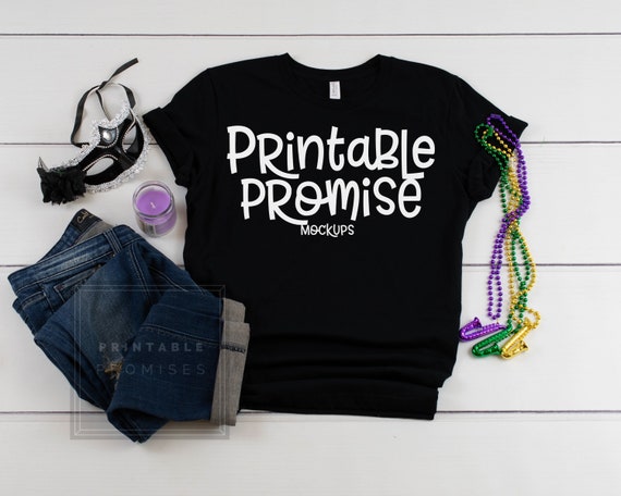 Mardi Gras Shirt Mockup Bella Canvas 3001 Black T Mardi Gras Shirt Mockup Bella Canvas 3001 Black T