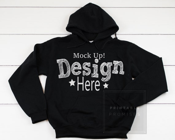 Download Free Gildan Adult Unisex Heavy Blend Black Hood Pullover ...