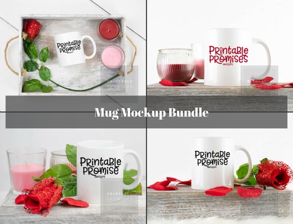 Valentines White Mug Mockup Budle Coffee Mug Bundle Mockup