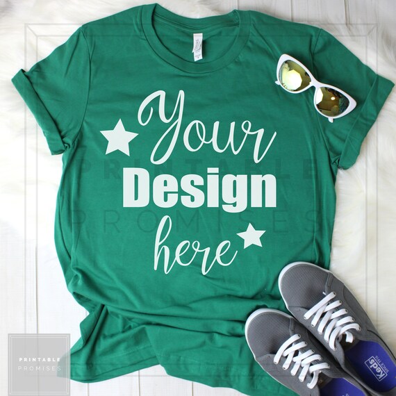 Bella Canvas Unisex Kelly T-Shirt Mockup Green Fashion Bella Canvas Unisex Kelly T-Shirt Mockup Green Fashion