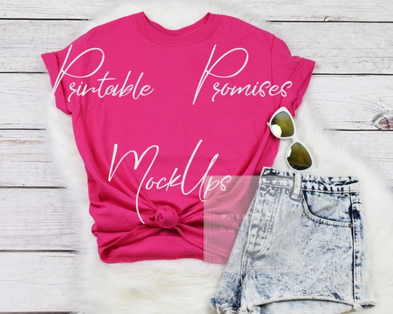 Hot Pink T-Shirt Mockup Flatlay Shirt Hot Pink Hot Pink T-Shirt Mockup Flatlay Shirt Hot Pink