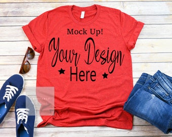 Download Red T Shirt Mockup Bella Canvas 3650 Red Speckled Shirt ...