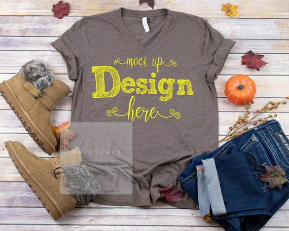 Fall Shirt Mockup Fall Flatlay Bella Canvas 3005 Heather Fall Shirt Mockup Fall Flatlay Bella Canvas 3005 Heather