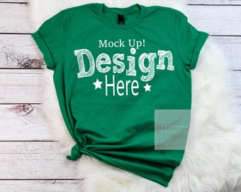 Download Free Green Shirt Mockup, Anvil 980 Kelly Green Shirt Mock-Up,Ladies Flatlay, Feminie Stock Photography, SVG Vinyl Display, Apperal Mockup PSD Template