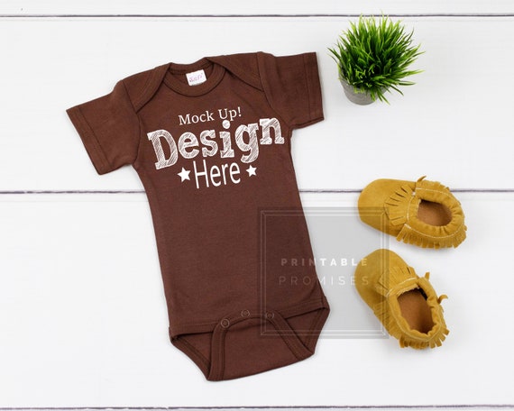 Brown Baby Bodysuit Mockup Soft Bebe Mockup Shirt Mock