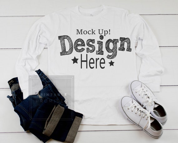 Long Sleeve Shirt Mockup Bella Canvas 3501 White Shirt