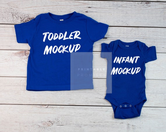 Download Free Royal Blue Baby Bodysuit Toddler T-Shirt Mockup (PSD ...