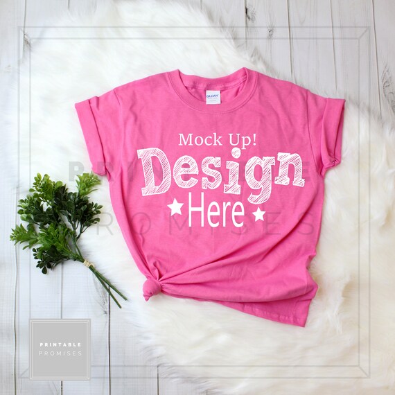 Gildan Azalea Shirt Mock Up Pink Shirt Mockup Youth
