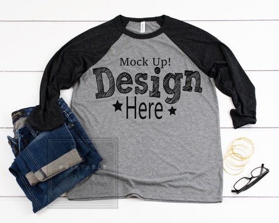 Download Free Bella Canvas 3200 Raglan Mockup Raglan T-Shirt Mockup ...