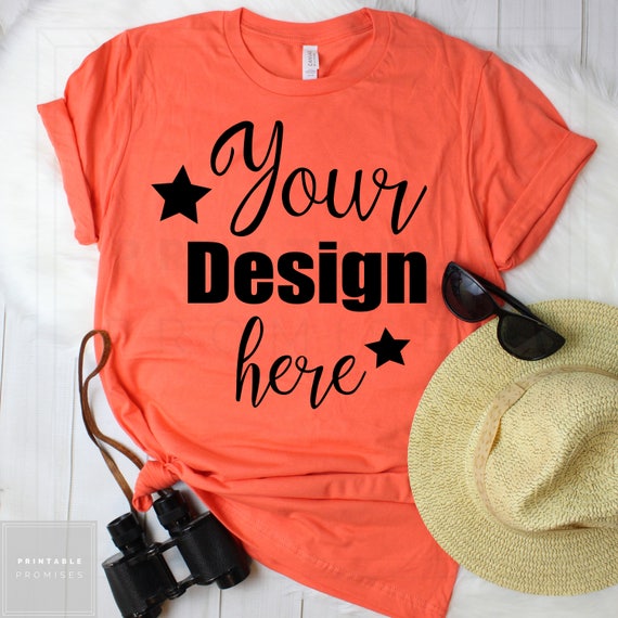 3001 Bella Canvas Mockup Shirt Coral Women Shirt Mockup 3001 Bella Canvas Mockup Shirt Coral Women Shirt Mockup