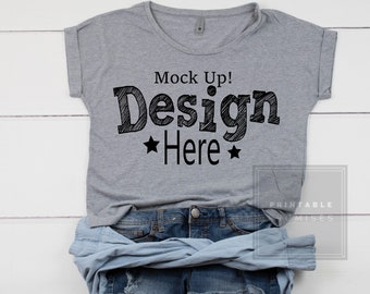 Download Next Level 6360 Heather Grey Dolman T Shirt Mock Up Flatlay Photo Style Stock Photography Mockups Grey Shirt Mockup Design Mockups Psd Templates PSD Mockup Templates