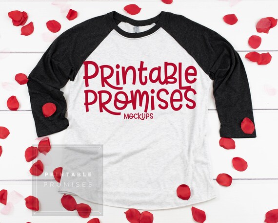 Next Level 6051 Valentines Mockup Raglan T-Shirt Mockup Black