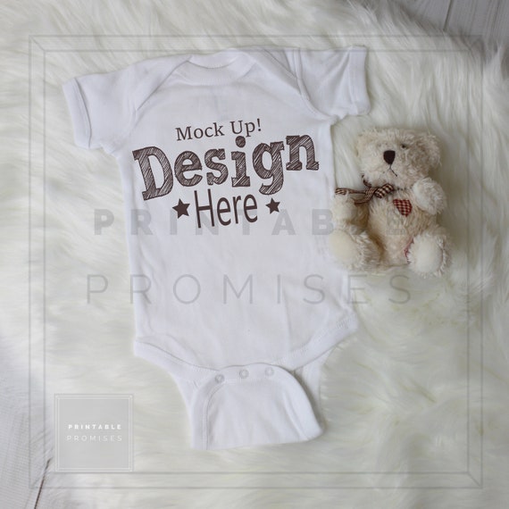 Rabbit Skins White Bodysuit Mockup Baby Bodysuit Mockup Baby