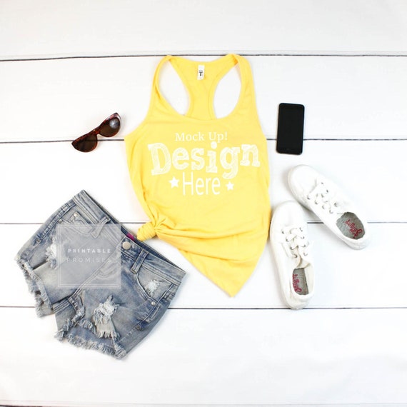 Yellow Tank Top Mockup Next Level T-Shirt Mockup Mock Yellow Tank Top Mockup Next Level T-Shirt Mockup Mock