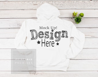 White Pullover Hoodie Mockup Hoodie Mockup Pullover Mockup Basic Mockup Printable Promises Download Instand Mockup for POD Image
