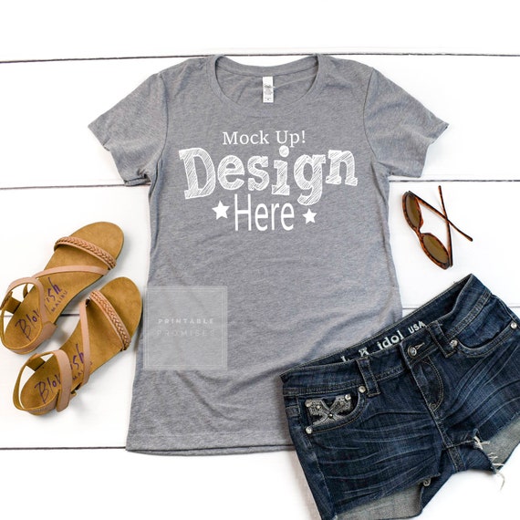 Bella Canvas 8413 Grey Triblend Mockup Instant Download Commercial