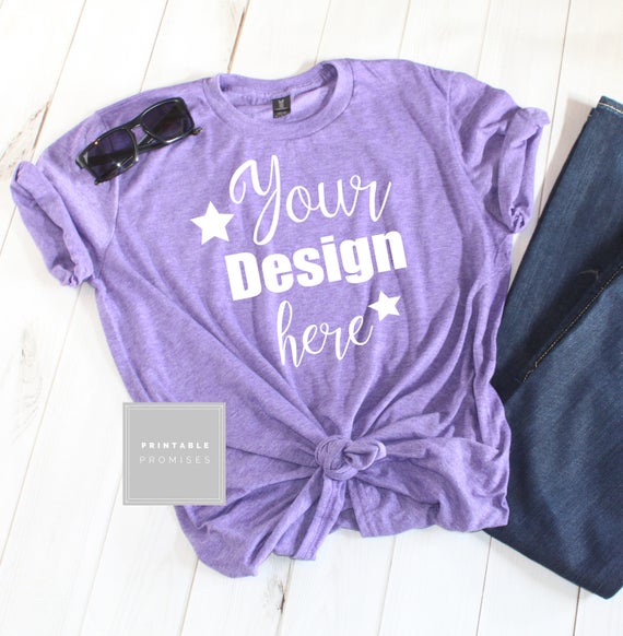 Download Free Heather Purple Short Sleeve T-Shirt Mock Up Shirt ...