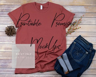 Download Bella Canvas Unisex 3001 Rust Shirt Mock Up Shirt Mockup Style Stock Photography Blank Shirt Display Ladies Shirt Fall Shirt Flatlay Image Psd Mockups Free Template Mockups PSD Mockup Templates