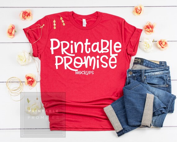 Valentines Shirt Mockup Bella Canvas 3413 Red T-Shirt Valentines Shirt Mockup Bella Canvas 3413 Red T-Shirt