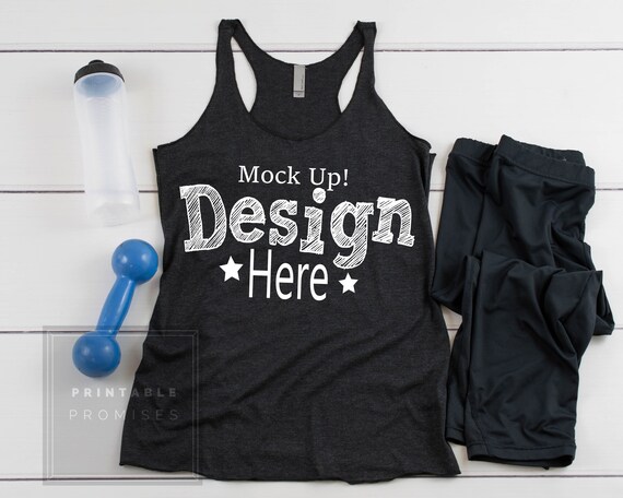 Next Level 6733 Vintage Black Tank Top Mockup Yoga